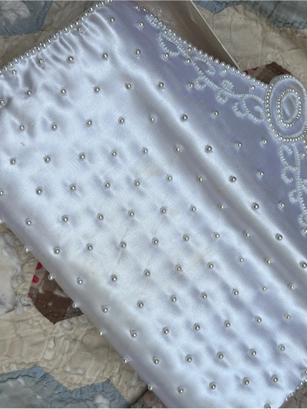 Vintage La Regale Bridal Clutch with Pearls  Flaw
